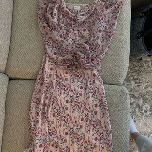 Aritzia Pink Floral Midi Dress